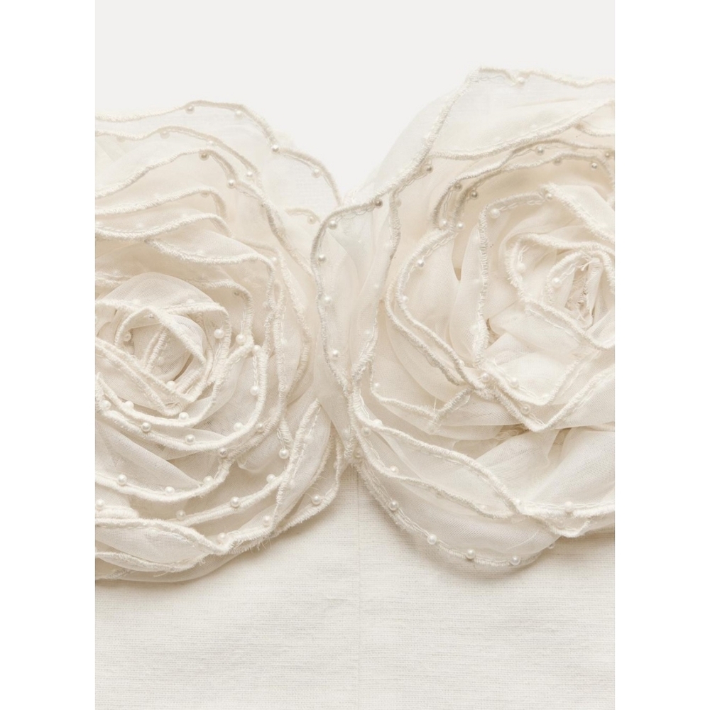 Zara Floral Strapless Top Size XS S M - Picture 14 of 15